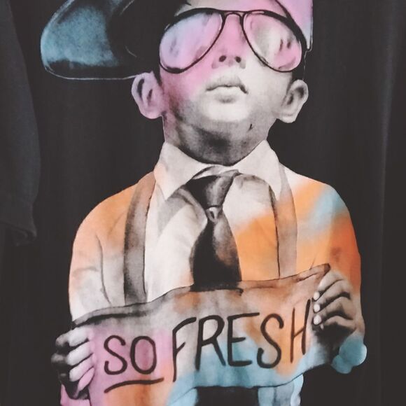 SLU Men's Short Sleeve Graphic Tee Shirt So Fresh Size L Black - Picture 3 of 5